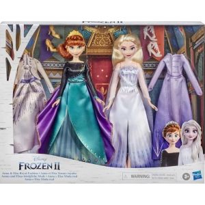 coffret Poupee Reine Des Neiges II : Anna et Elsa Tenues Royales Disney - Set Collection 2 Poupee Mannequin 4 Tenues + 1 Carte
