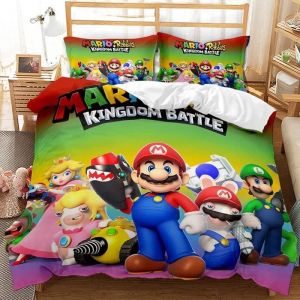 Parure de lit 3D avec housse de couette Super Mario pour enfants - Imprim&eacute; Super Mario - Cadeau dHalloween -140x200cm[391]