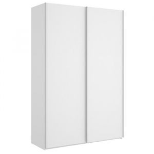 Armoire avec 2 porte coulissante en panneaux de particules mélaminés coloris blanc-Longueur 150 x Profondeur 65 x Hauteur 204 cm