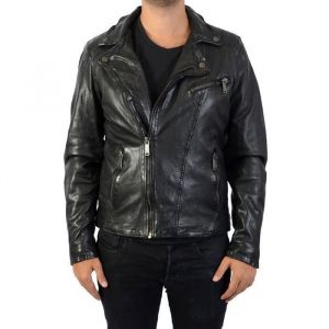 Veste en cuir Redskins Scooty Wonder - Homme - Noir - Coupe cintrée - Confort exceptionnel