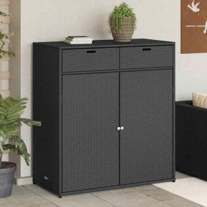 CLARENCE&reg; Grande Armoire Haute de Rangement - pour jardin - noir 105x55x113cm r&eacute;sine tress&eacute;e LL236