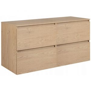 Meuble pour Vasque à Poser 120 cm SIMPLE - Fermeture douce - avec plan de travail - Chêne clair - 120 × 46 × 607 cm