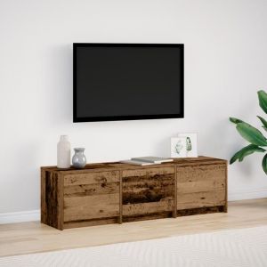(SOLDE d&eacute;t&eacute;) Armoire HiFi/Table TV - JMS - Meuble TV avec LED Bois Vieilli 140x34x40 cm Bois reconstitu&eacute; - Aspect chic* 5002554