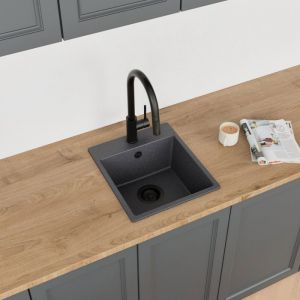 Evier Cuisine en Granit - Graphite 1 bac Amber Simple Siphon &Eacute;vier au meble 40 STONESTYLE #1234