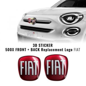 Autocollant 3D - Fiat - 500X - Remplacement Logo - Flexible - Résistant aux intempéries