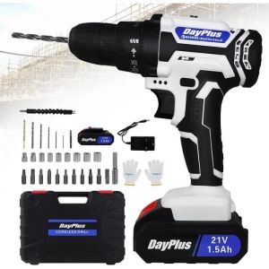 Perceuse Visseuse Sans Fil 21V Visseuse Devisseuse Sans Fil avec 1 Batterie 45Nm 25+1 Réglages de Couple 29 Accessoires Blanc