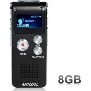 Enregistreur vocal ANTCOOL 8GB Mini USB dictaphone numerique LCD 650Hr Lecteur MP3