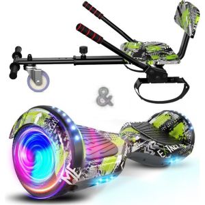 Hoverboard 65 + Hoverkart moteur 160W Autonomie de 6-7km Éclairage LED + Bluetooth Capacité Max 70KGCouleur Un vert éclatant