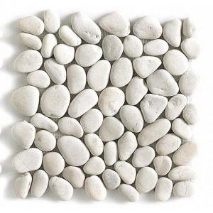 Carrelage de mosaïque - Galet de mer - Maille décorative aspect pierre blanc mat - 33x33 cm