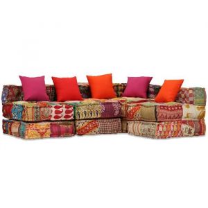 Pouf modulaire 4 places - vidaXL - Patchwork - Multicolore - Tissu