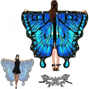 Ch&acirc;ous pour Filles Capes Ailes de Papillon Ailes de Papillon Adulte Cape Cape avec Masque pour Les Yeux en Dentelle