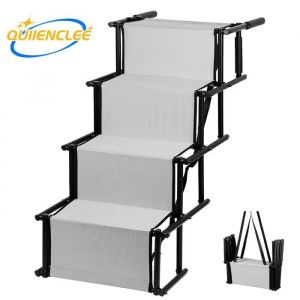 QUIIENCLEE 101*76*47cm Escalier pliant pour chien Gris clair-Escalier pliable pour chien