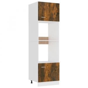 NEUF Meuble micro-ondes Meuble bas salle &agrave; manger - Armoire &agrave; tiroirs - Lyon Ch&ecirc;ne fum&eacute; 60 x 57 x 207cm Bois ding&eacute;nierie promo13