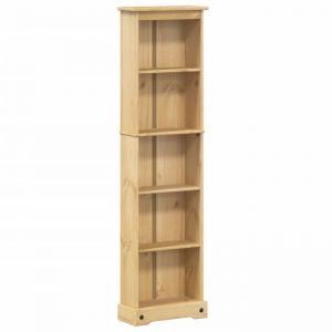 Biblioth&egrave;que en bois de pin massif - KALISSE - 46x20x170 cm - Brun - Finition &agrave; la cire de miel - Capacit&eacute; 55 kg