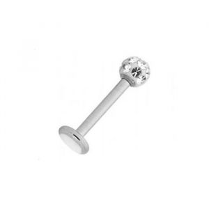 Bijou Piercing Labret Boule Cristal Blanc Recouverte de R&eacute;sine Acier Tige 8mm