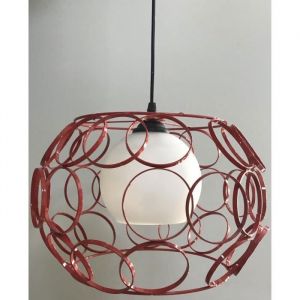 Suspension métal fils rouge avec boule en verre - Marque - Modèle - Rouge - E27 - 32 cm