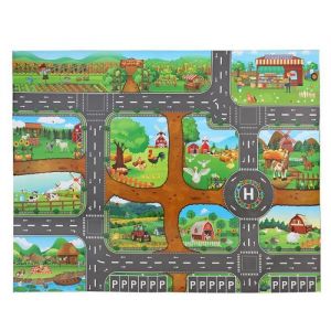 tapis de ferme heureux - Tapis de route avec dessin animé pour bébé tapis de jeu de route de ferme éducat