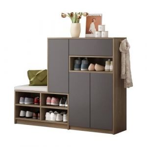 Meuble Coffre Armoire &agrave; Chaussures moderne banc &agrave; chaussures-L140 x P35 x H110 cm noir