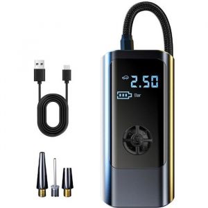 Compresseur dair portable gonfleur Pompe &agrave; air de voiture &eacute;lectrique sans fil charge usb 4 000 mAh avec LED Compresseur pneus auto