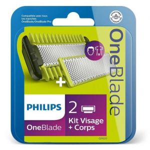 Kit lames OneBlade - Philips - QP620/50 - Rasage Visage et Corps - Sabot 3mm - Protection double