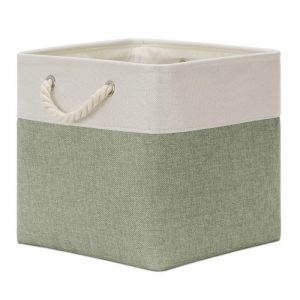 Bac de rangement grande boîte de rangement pliable en tissu 30 x 30 x 30 cm pour vêtements jouets outils armoire (blanc + vert)
