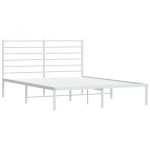 Cadre de lit m&eacute;tal Mothinessto LY0461 - Blanc - 120x190 cm - Avec sommier &agrave; lattes