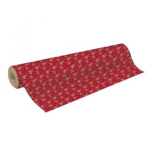 Tr&egrave;s gros rouleau papier cadeau no&euml;l rouge 50m Kraft Rennes CLAIREFONTAINE 70g