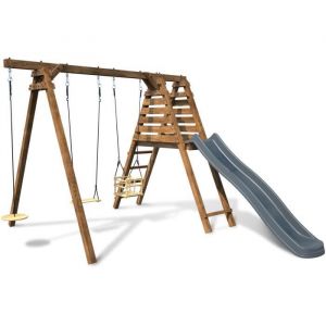 Portique Balançoire - 3 agrès avec toboggan - FLEUR - SOULET
