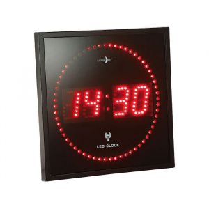 Horloge digitale murale - Lunartec - Radio-pilotée - Rouge - 25x25x6 cm - LED lumineux