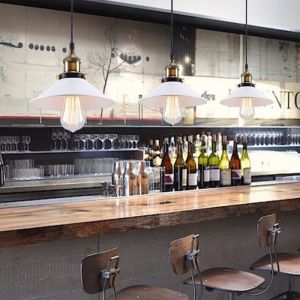 UNI Lot de 2 Pendentif Luminaire Lustre Suspension R&eacute;tro Industrielle Forme de Chapeau Lampe de Fer - Blanc