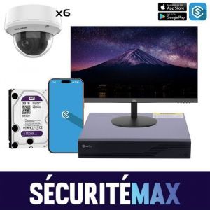 Cam&eacute;ra de Surveillance Entreprise &ndash; Kit Complet 6 D&ocirc;mes 5MP Int&eacute;rieur/Ext&eacute;rieur avec Enregistreur NVR &ndash; S&eacute;curit&eacute; Pro