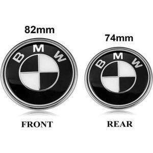 2 pièces emblème de capot BMW 82mm noir et blanc/emblème de coffre 74mm pour BMW emblèmes Replaceme 6 7 8 série 325i 328i E Series