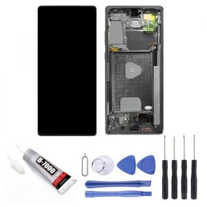 Visiodirect® Ecran vitre + LCD sur chassis pour Samsung Galaxy note 20 SM-N980F - note 20 5G SM-N981B 67 Oled noir + kit outils