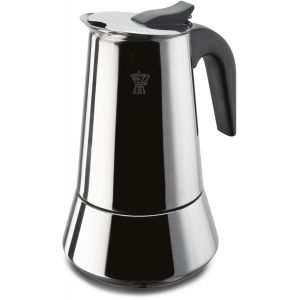 Cafeti&egrave;re italienne - PEZZETTI - STEELEXPRESS - Acier inoxydable - 10 tasses - Tous feux dont induction - Argent