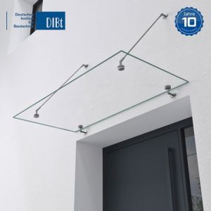 Sogood&reg; Auvent en Verre Transparent 90x180cm Auvent de Porte dEntr&eacute;e VDG02K Protection Contre la Pluie 2 Barres de Support en Inox