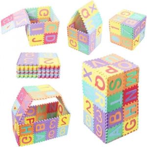 Tapis de jeu en mousse pour bébé QIAN - 36 pièces avec lettres et chiffres - 32 x 32 cm
