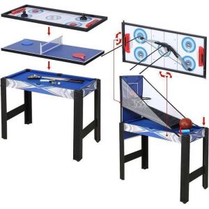 Table Multi Jeux 5 en 1  Enfant，Table De Pour Hockey Billard Basket Tennis de TableTir &agrave; larc Cadeaux Pour Enfants92x46x73cm