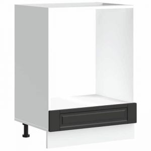 BEL-ACHAT* Meuble de stockage Moderne - design bas - Armoire &agrave; fourColonne de cuisine Porto noir bois ding&eacute;nierie @Promo7111629