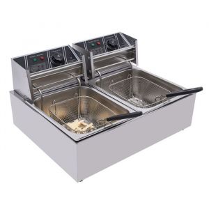 Friteuse électrique professionnelle - double réservoir - 5000W  - 60 ° C - 200 ° C température réglable - avec 2 tamis