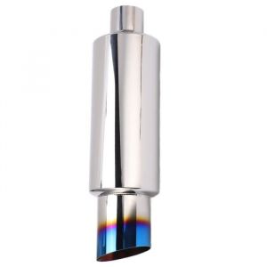 Garosa silencieux déchappement universel Silencieux dÉchappement Bleu 2in‑Entrée 3in‑Sortie Inox Silencieux Coton Universel