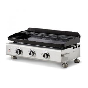 Plancha au gaz brasero Silvia II G Inox - 3 brûleurs - 67 x 34 cm - Plaque en fonte fabriquée en France Gris