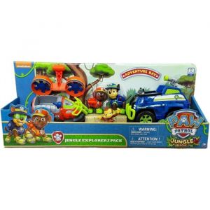 Coffret Pat Patrouille Jungle Rescue Zuma + Aéroglisseur Et Chase + Tout Terrain Police - Set 2 Véhicules Et