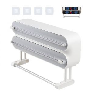 Derouleur Film Alimentaire Magn&eacute;tique Distributeur Aluminium et Film Alimentaire dorganisateur de Papier Aluminium Coupe-Film