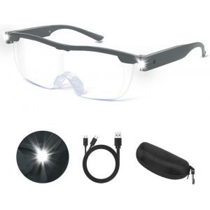 Lunette Loupe Grossissante avec Lumière 300% Loupe de Lecture Loupe Grossissante LED Rechargeable par USB Anti Lumière Bleue