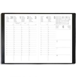 Agenda - EXDI - Semainier - 21x297 cm - Couverture souple noire - 1 semaine sur 2 pages