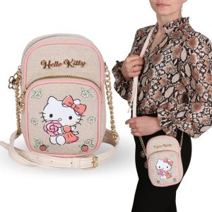 Hello Kitty Sachet en LIN petit sac &agrave; main avec sangle r&eacute;glable mini sac &agrave; main pour JEUNES 17x5x12 cm