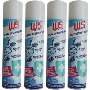 W5 Lot de 4 Spray désinfectant Textiles & Pièces Cuisine & WC Surfaces & Chaussures