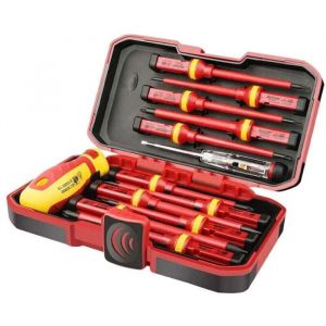 Coffret Tournevis 13 Pi&egrave;ces Isol&eacute;s 1000V CR-V Magn&eacute;tique Phillips/Torx &Eacute;lectricien Professionnel