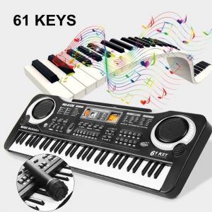 TEMPSA 61 Cl&eacute; Clavier &eacute;lectronique musical 16 sons Avec Microphone pr enfant en ABS PRISE EU 110-220V