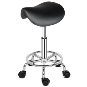 Tabouret ergonomique selle de cheval &agrave; roulette r&eacute;glable en hauteur de 50 &agrave; 65 cm et pivotable &agrave; 360&deg;